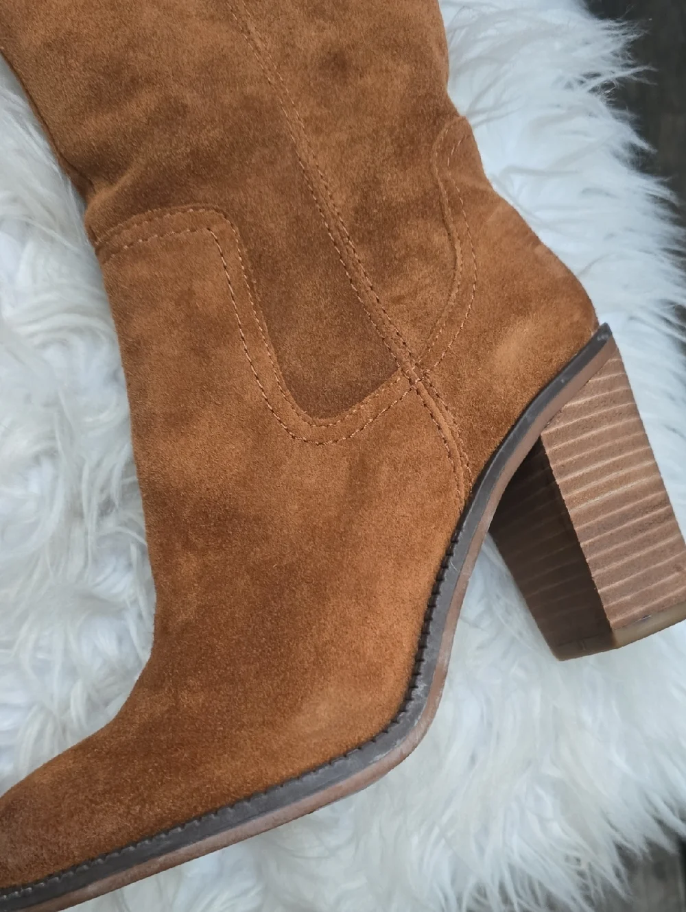 Franco Sarto Elnora Cognac Suede Over The Knee Healed Boots 7M